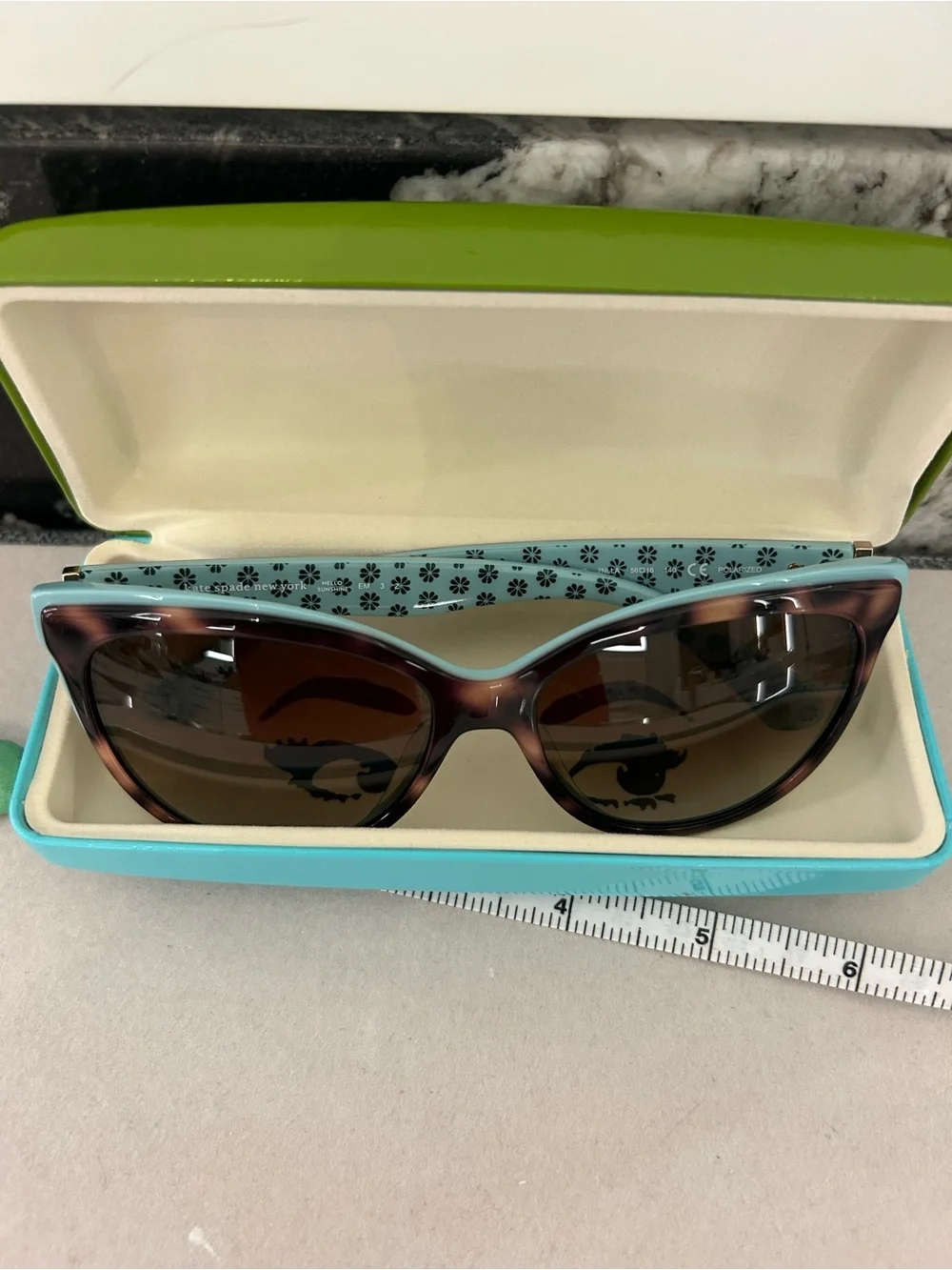 kate spade tortoiseshell and Blue round sunglasses with dark lenses